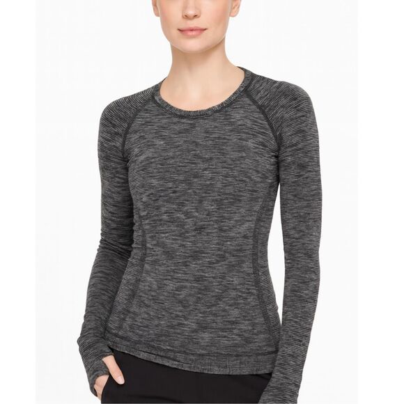 Lululemon Race Your Pace Long Sleeve Shirt In Wee Stripe Heathered Black Size 4 - Picture 1 of 10